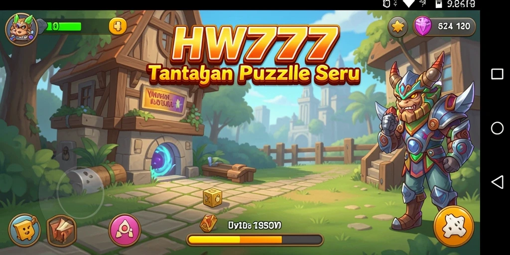 Screenshot gameplay HW777 menampilkan tantangan seru teka-teki.