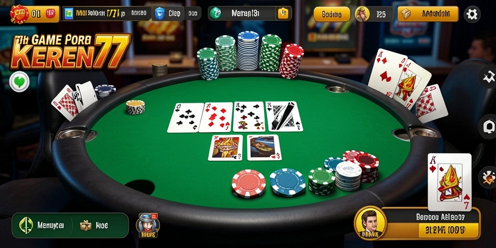 Screenshot gameplay KEREN77 menampilkan aksi seru poker.