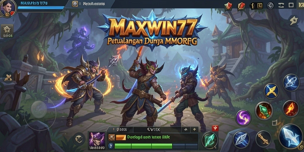 Tangkapan layar permainan MAXWIN77 dengan aksi pertarungan epik di dunia MMORPG.