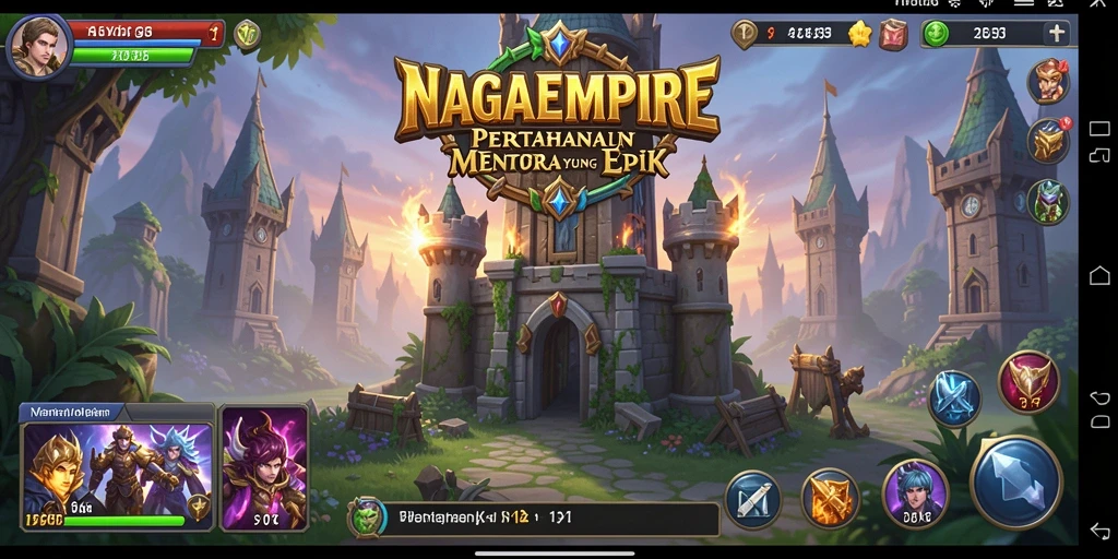 Tampilan gameplay menara pertahanan yang menegangkan di NAGAEMPIRE.