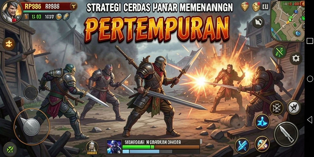 Tangkapan layar utama RP886 menampilkan aksi strategi yang intens dan mendalam.