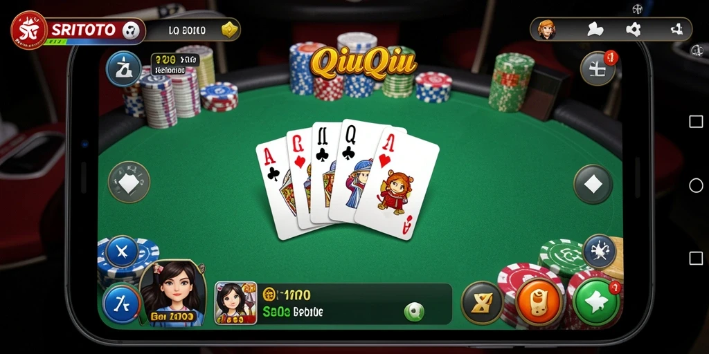Tangkapan layar utama SRITOTO menampilkan aksi permainan QiuQiu yang intens.